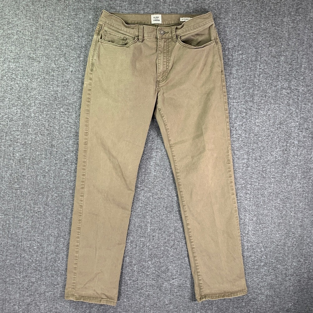Flint And Tinder 365 Pants Men 31x28 Brown Chino Trousers Cotton Straight Fit